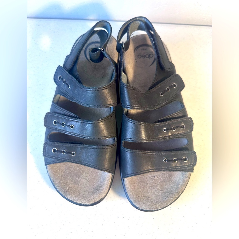 Abeo  Emmi Women's Shoes Black Leather Slingback Sandal Size WM 8